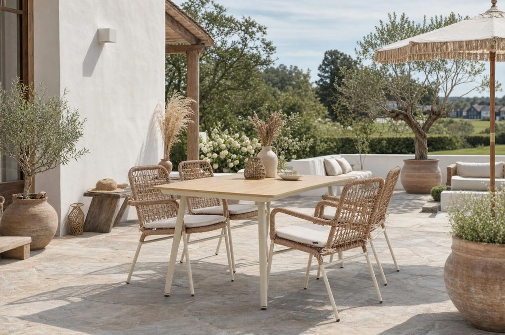 Tuinset 4 personen 180 cm Aluminium/Rope Taupe De Laan Projects