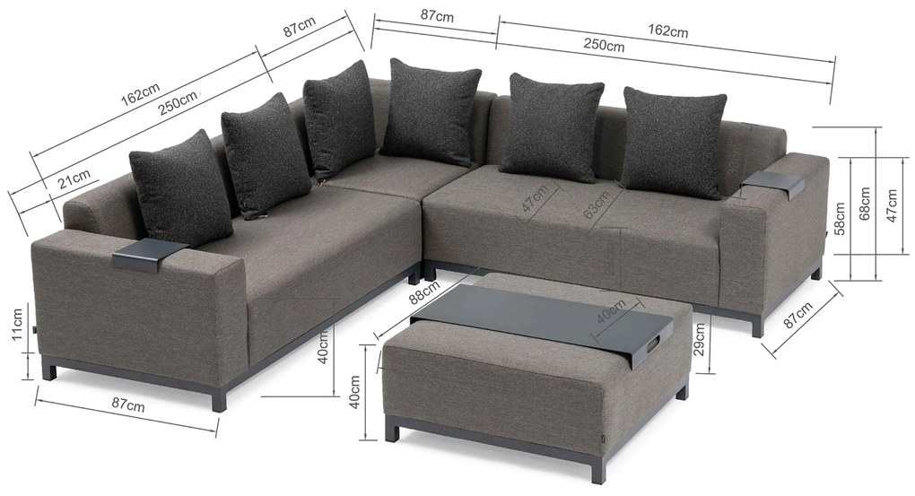 Hoek loungeset 5 personen Outdoor textiel Grijs De Laan Projects