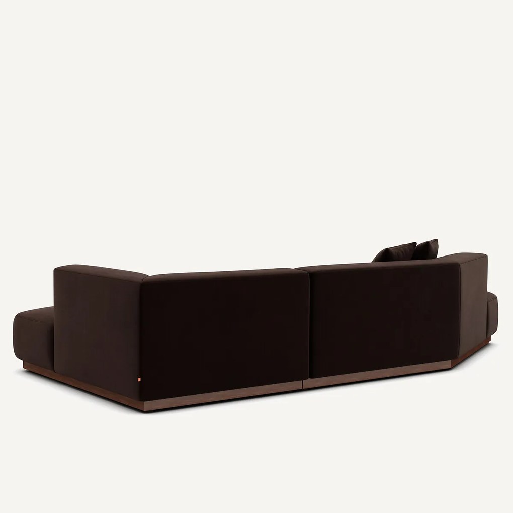 Rechter open hoekbank in fluweel, Jacopo