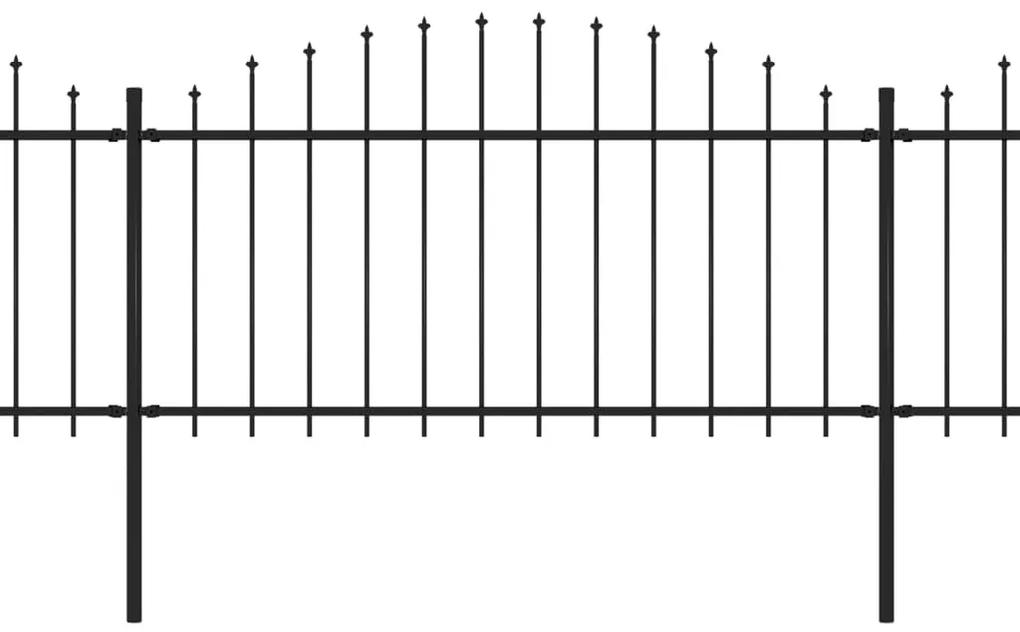 vidaXL Tuinhek met speren bovenkant (1,25-1,5)x3,4 m staal zwart