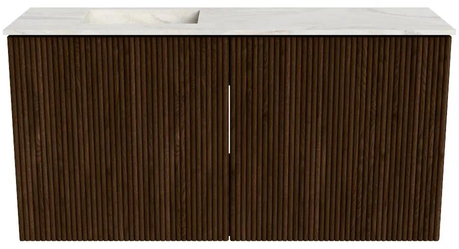 Mondiaz Joya DLux 80cm toiletmeubel walnut met wastafel faye links zonder kraangat ostra