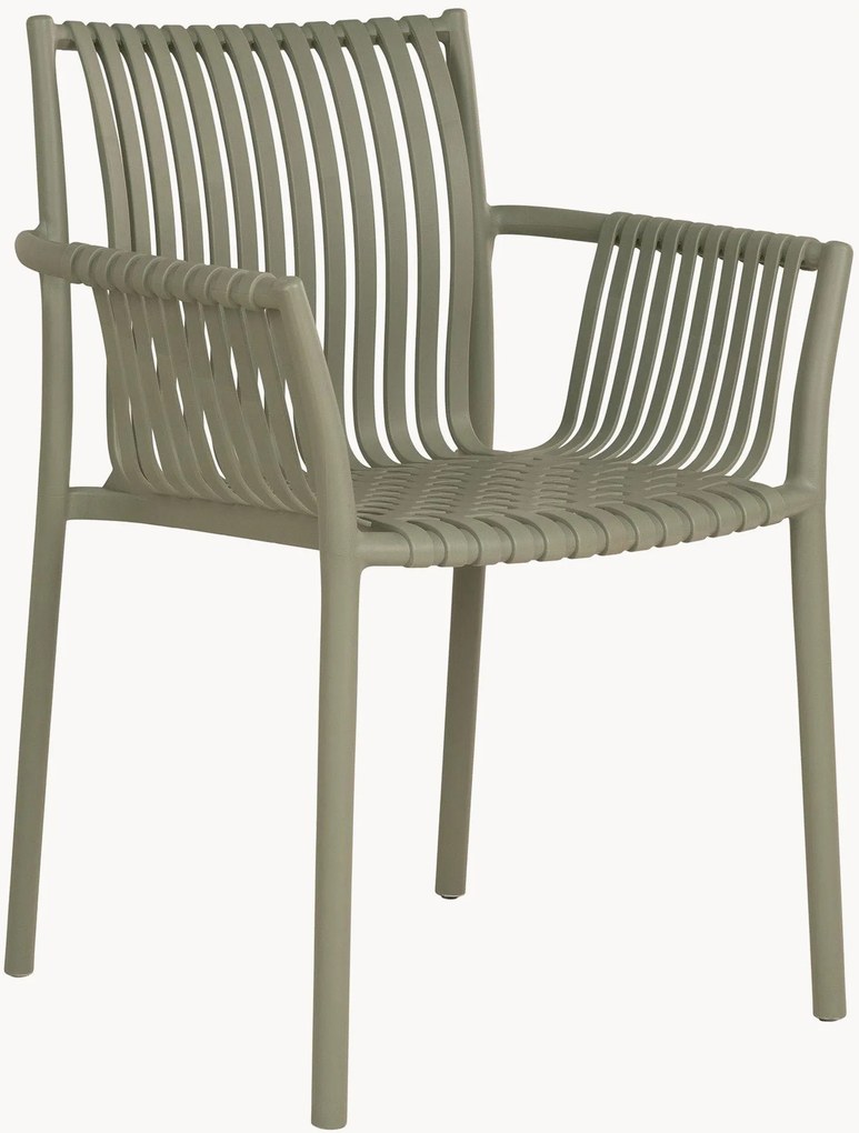 Stapelbare kunststof tuinstoelen Tulsa met armleuning, 4 stuks