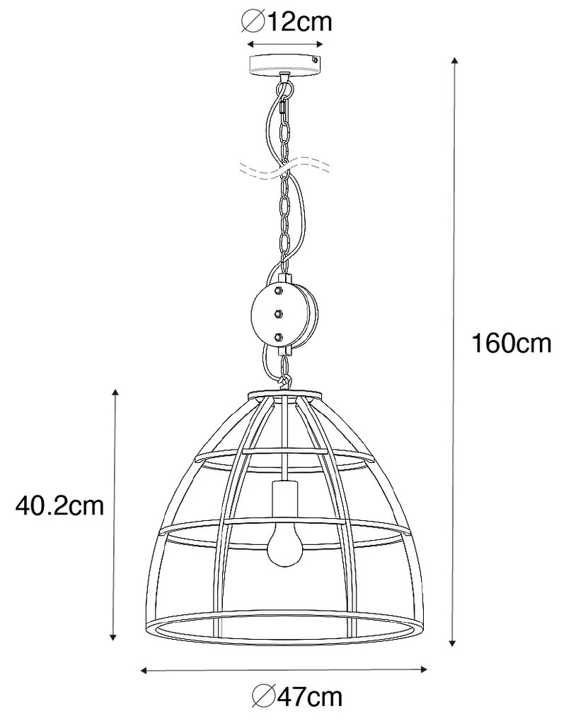 Smart hanglamp met dimmer antraciet met hout 47 cm incl. Wifi G95 - Arthur Industriele / Industrie / Industrial E27 rond Binnenverlichting Lamp