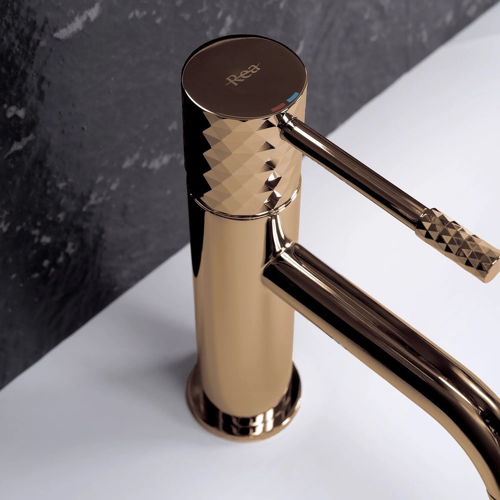 Wastafelkraan Rea Lungo Diamond Copper Low