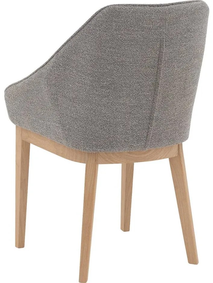 Goossens Eetkamerstoel Koncept lichtgrijs stof met armleuning, modern design