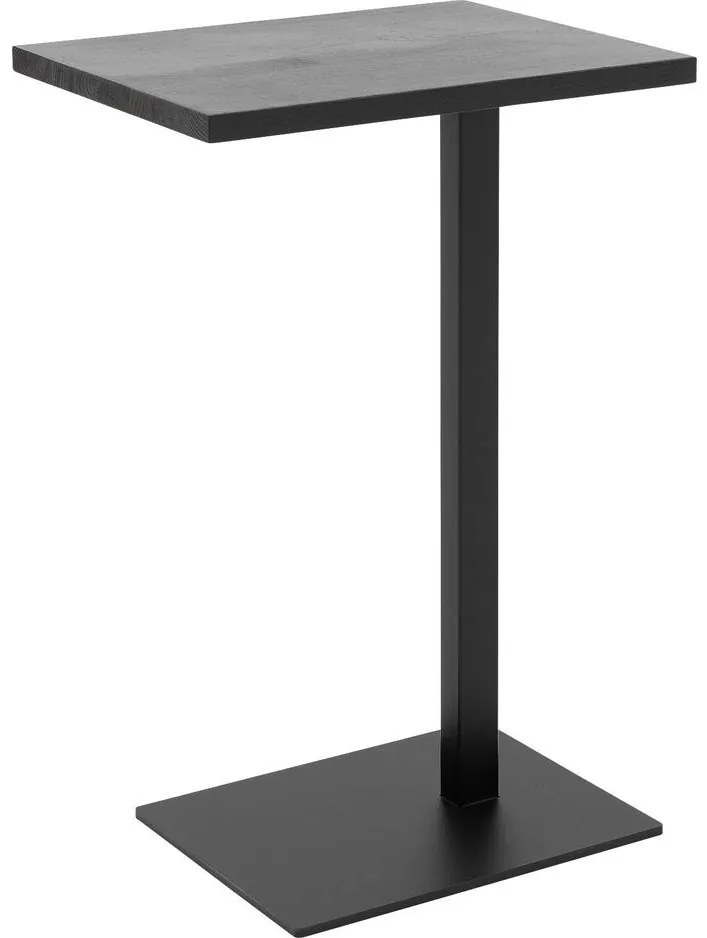 Goossens Nachtkastje Tangel, Voet vierkant metaal ral 9005 zwart, blad massief eik