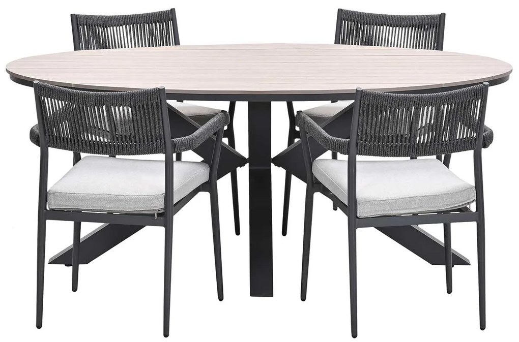 Garden Impressions Tineo tuinset 5-delig - Tulli tuintafel 180x115 cm - light teak vironwood