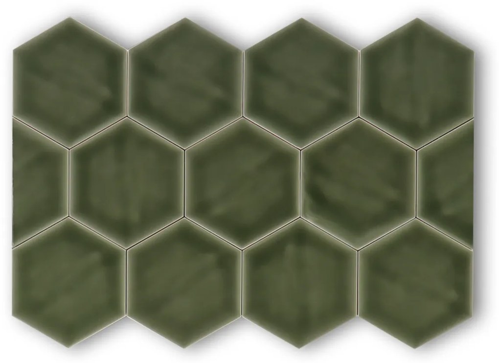 Hoogglans Handvorm Wandtegel 10.8x12.4 Cm Hexagon Princeton Topaz Groen RBT61