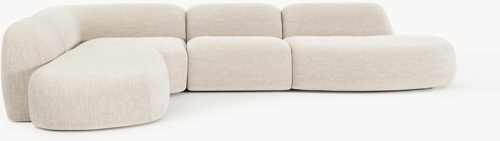 Modulaire bouclé XL hoekbank Wolke met chaise longue