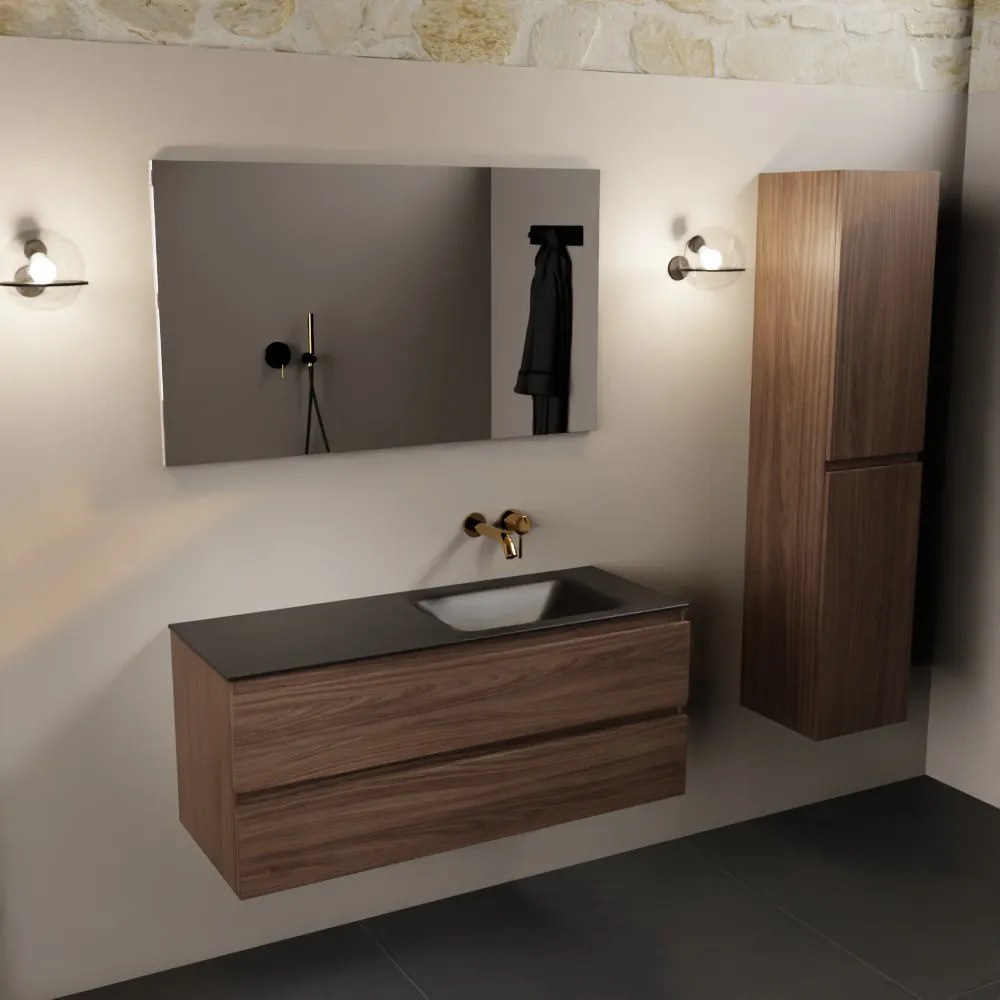 Mondiaz Aivy badmeubel 120cm mocha met wastafel solid surface urban rechts zonder kraangat