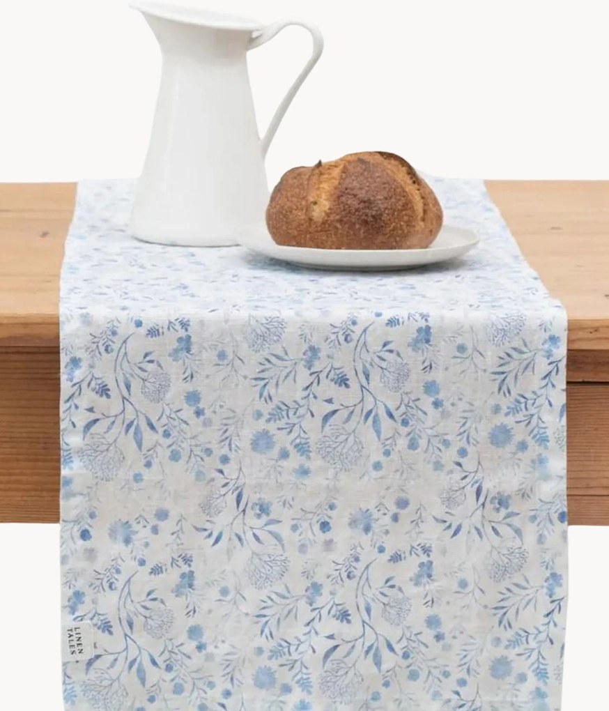 Handgemaakte tafelloper Botanical van linnen