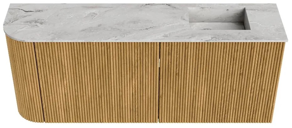 Mondiaz Joya DLux 100cm toiletmeubel ronding links oak met wastafel faye rechts zonder kraangat glace
