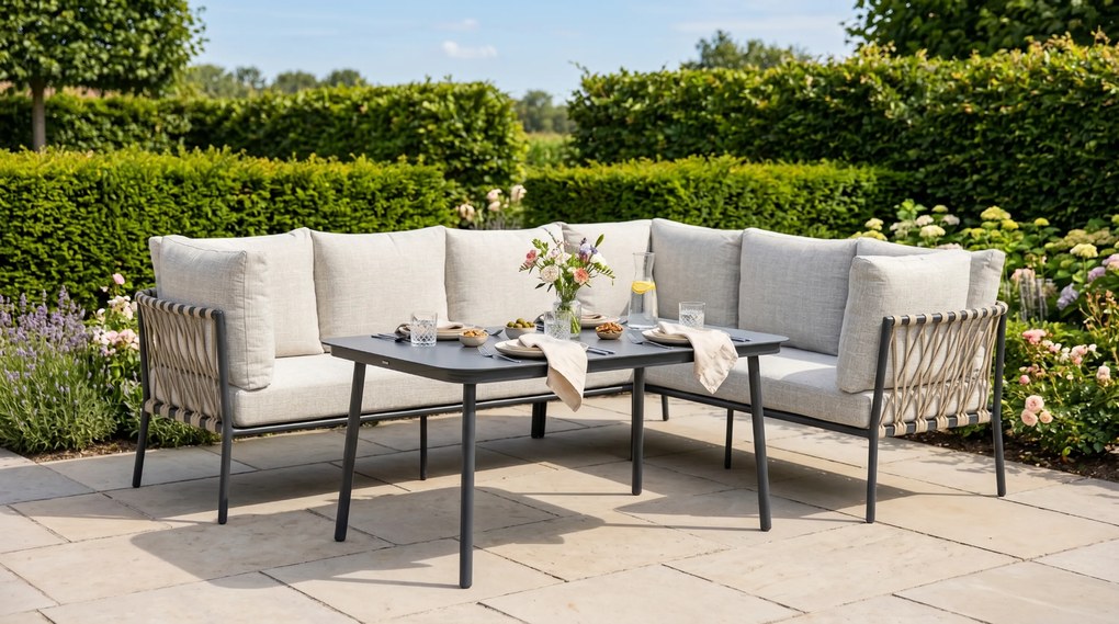 Dining Loungeset 7 personen Aluminium/rope Grijs Lifestyle Garden Furniture Boretti