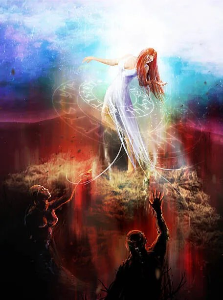 Ilustratie Goddess fighting demons, breakermaximus