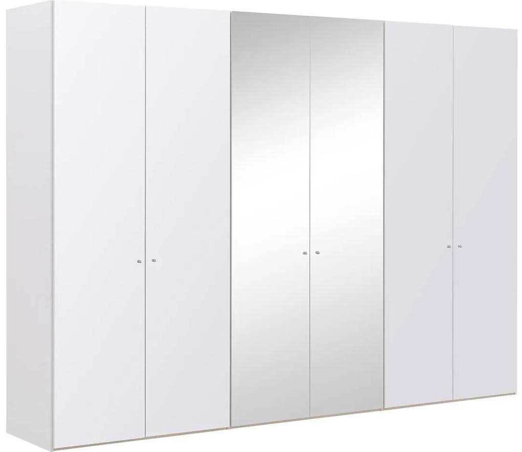 Goossens Kledingkast Easy Storage Ddk, Kledingkast 304 cm breed, 220 cm hoog, 4x glas draaideur en 2x spiegel draaideur midden