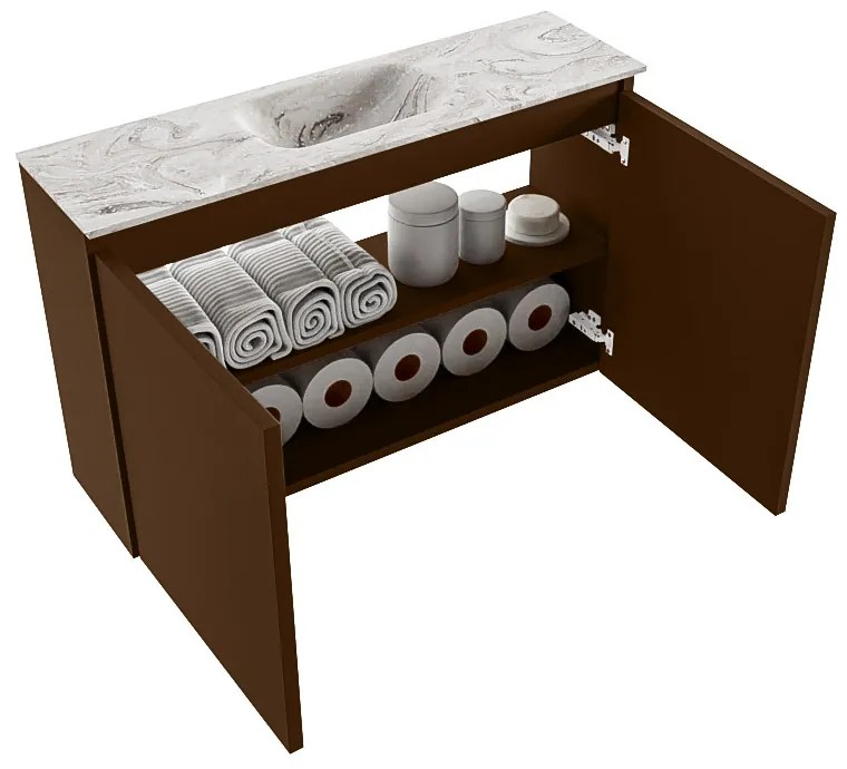 Mondiaz Ture DLux toiletmeubel 80cm rust met wastafel glace midden met kraangat