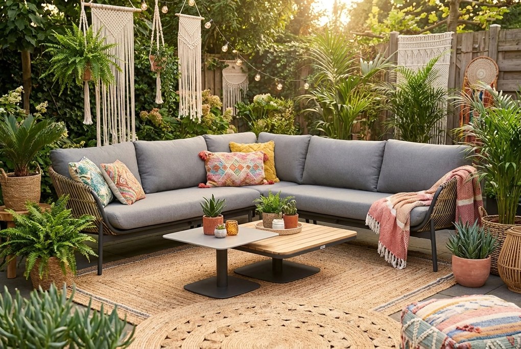 Hoek loungeset 5 personen Aluminium/wicker Taupe  Coco Nathan/Ralph