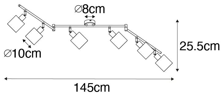 Stoffen Moderne plafondSpot / Opbouwspot / Plafondspot staal met witte kap 6-lichts - Hetta Modern E14 Binnenverlichting Lamp
