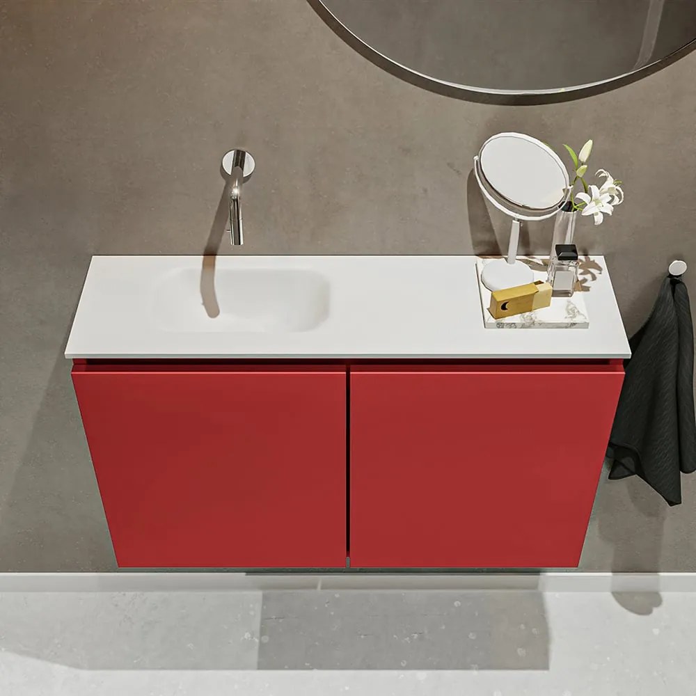 Mondiaz Ture 80cm toiletmeubel fire met wastafel talc links geen kraangat