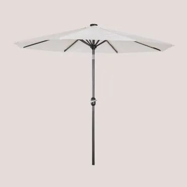 Parasol Ø270 Cm Met Licht In Stof En Staal Uzombras Gardenia Wit - Sklum