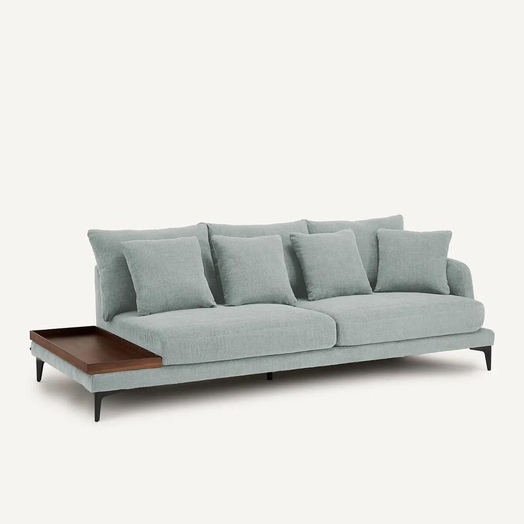 Halve bank met tafelblad, van gevlochten polyester, MODERNISTE