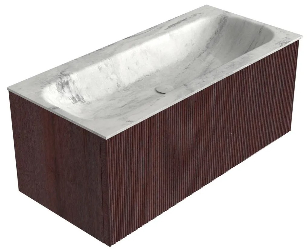 Mondiaz Kurve-dlux 100cm badmeubel ruby met 1 lade en wastafel big medium midden zonder kraangat opalo