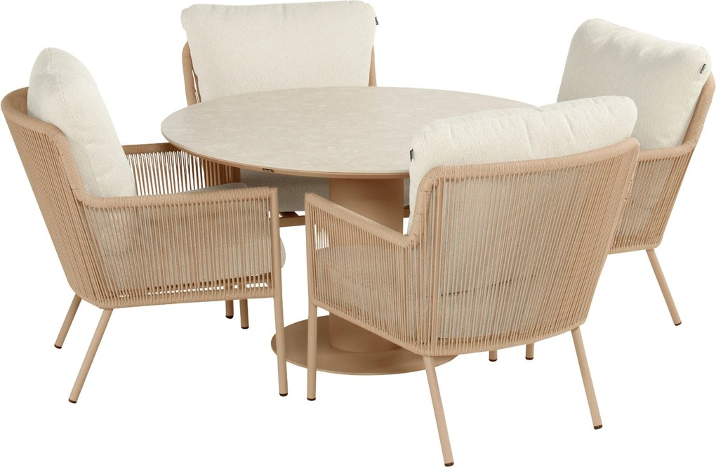 Tuinset Ronde Tuintafel 4 personen 120 cm Rope Taupe  Hartman Zaragoza/Zaragoza