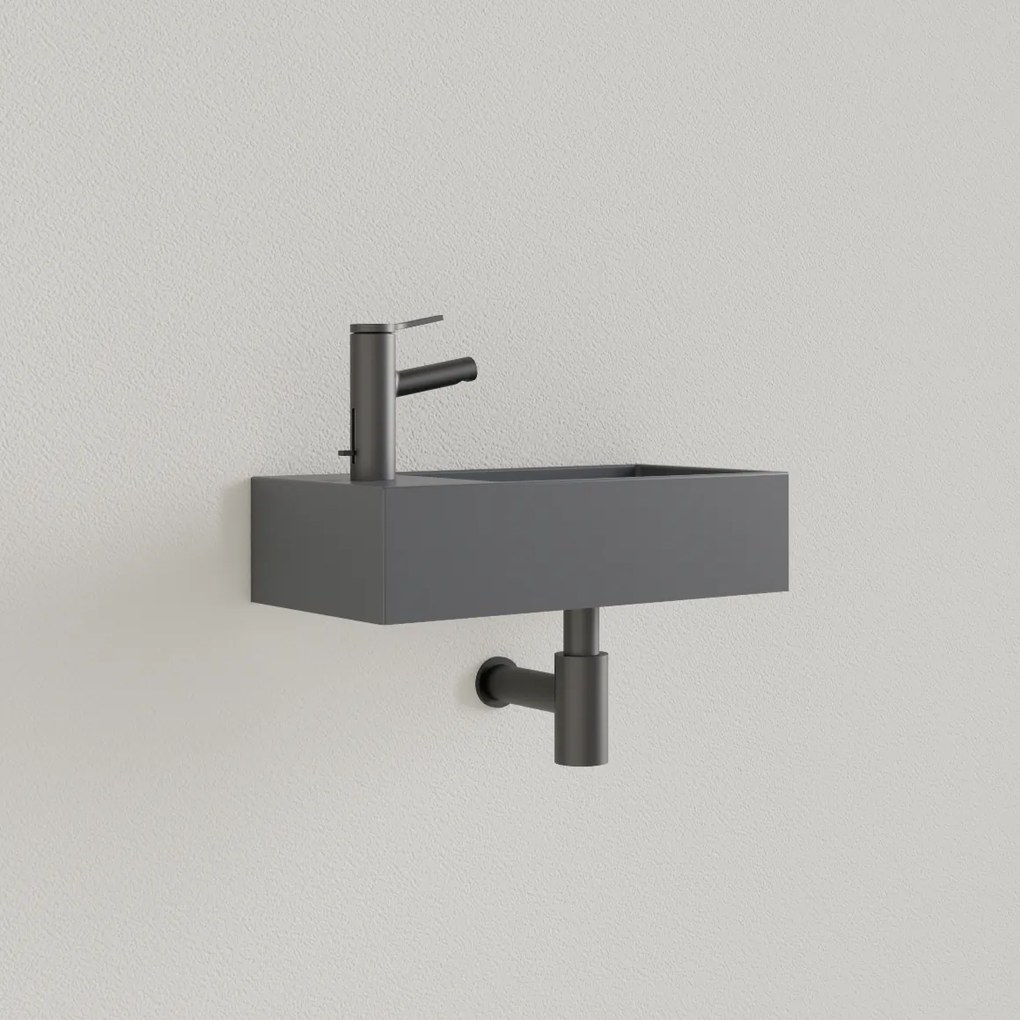 Sanigoods Nano fontein links leigrijs met kraangat 36x18cm