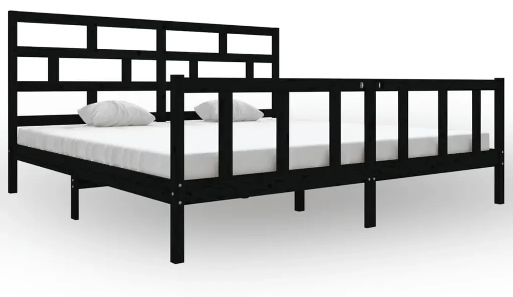 vidaXL Bedframe massief grenenhout zwart 200x200 cm