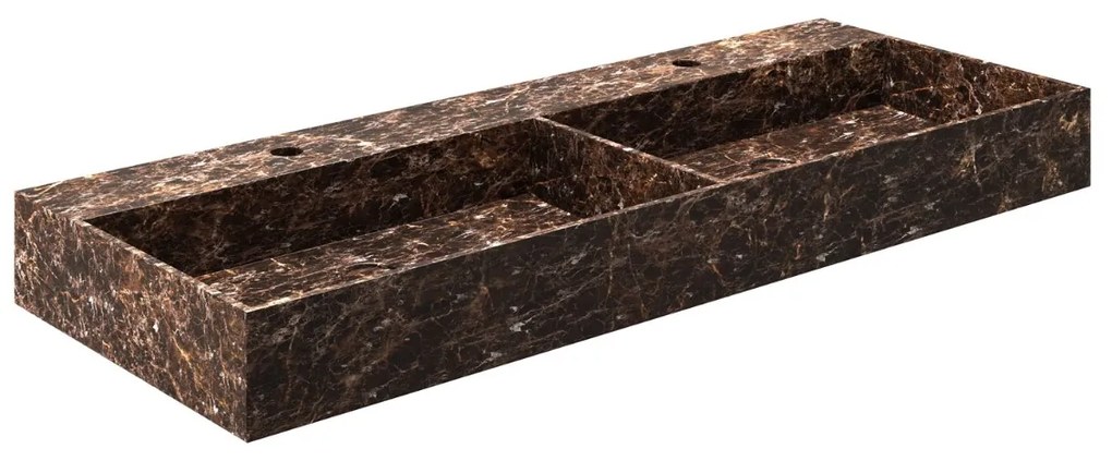 Saniclear Dark Emperador marmeren wastafel 120x46cm met kraangaten