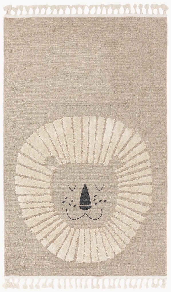 Kindervloerkleed Momo met kwastjes en hoog-laag effect