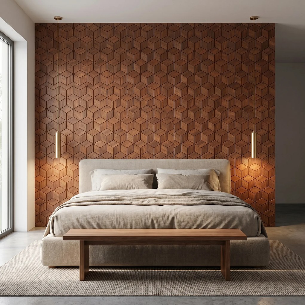 Decoratief Houten Wandpaneel | Lobelia Rust Copper | 60×60 cm | Amerikaans Notenhout