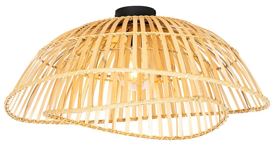 Oosterse plafondlamp zwart met naturel bamboe 62 cm - PuaOosters E27 rond Binnenverlichting Lamp