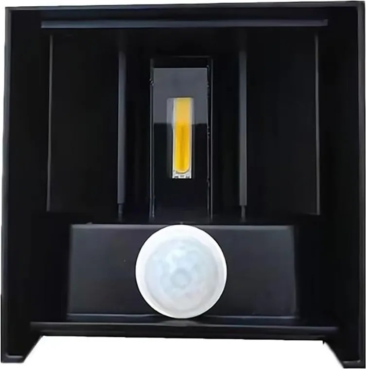 LED Wandlamp met Sensor Warm Wit - Zwart 10x10cm