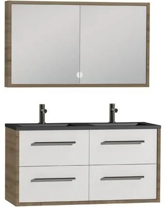 Tiger Boston badmeubel met spiegelkast en zwarte wastafel 120cm chalet eiken