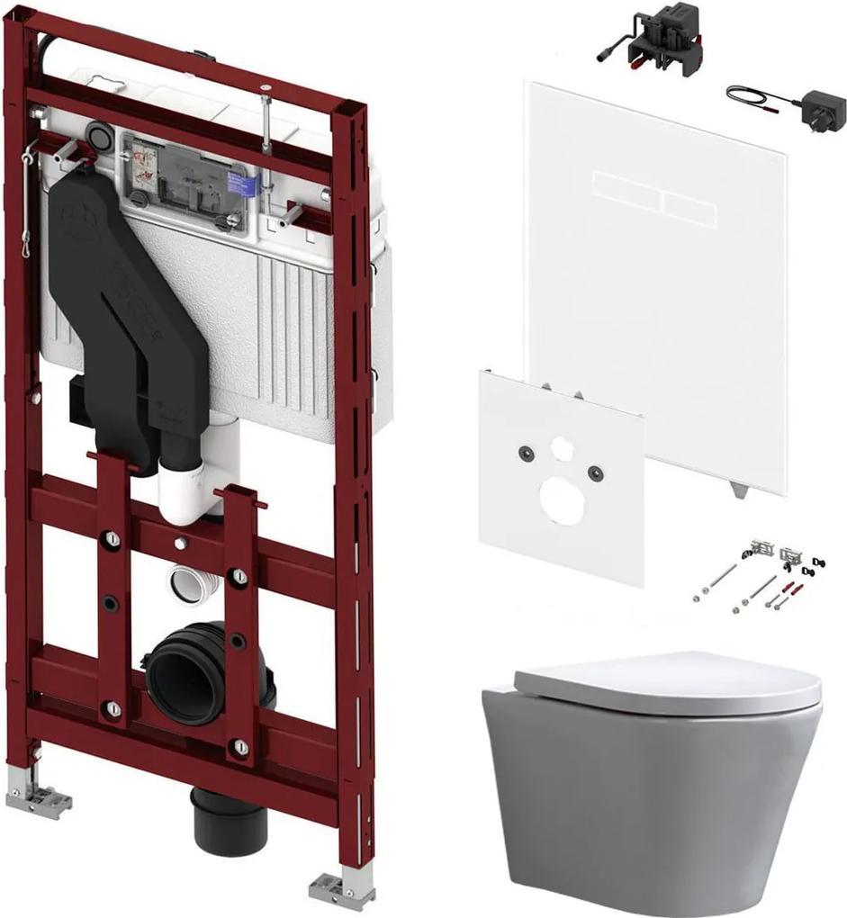 Tece 400 Toiletset met Geurafzuiging - Inbouw WC Hangtoilet Wandcloset Saturna Rimfree - Elektronische sen-Touch Bedieningsplaat Wit