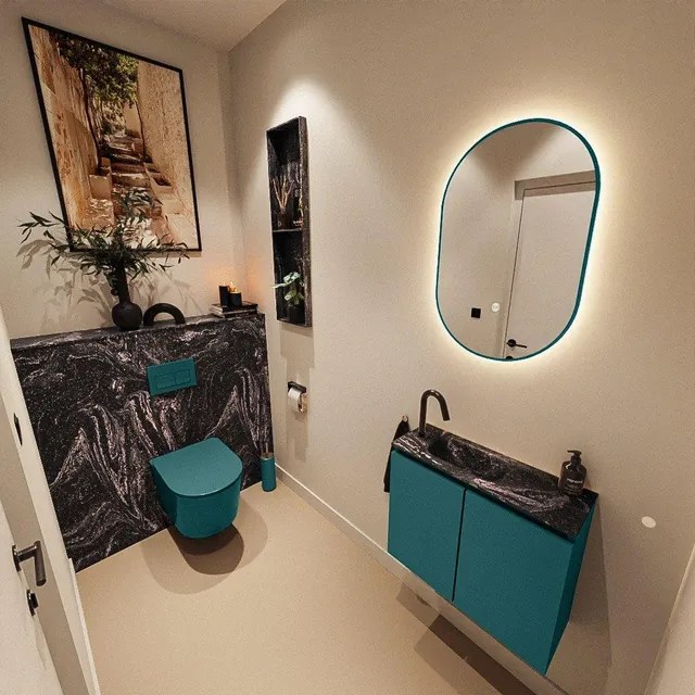 MONDIAZ TURE-DLUX 60cm toiletmeubel Smag. EDEN wastafel Lava positie links. Met 1 kraangat. TUREDX60SMAL1LAV