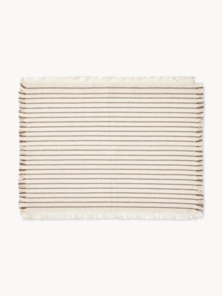 Katoenen placemats Elouise met franjes, 2 stuks