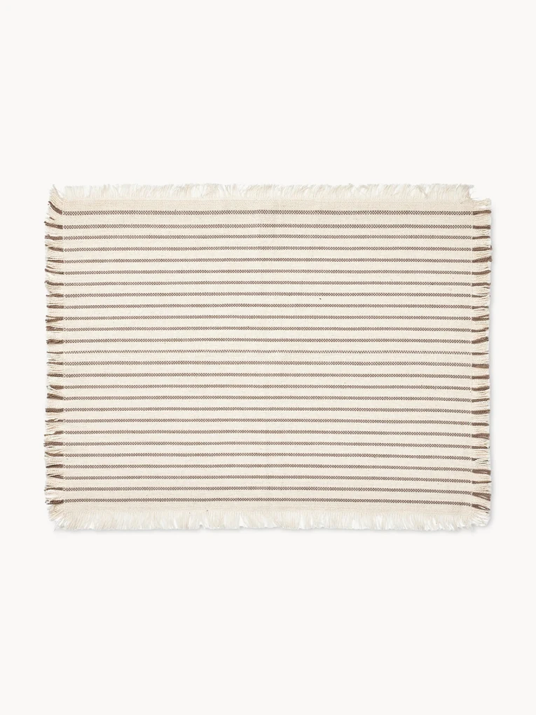 Katoenen placemats Elouise met franjes, 2 stuks