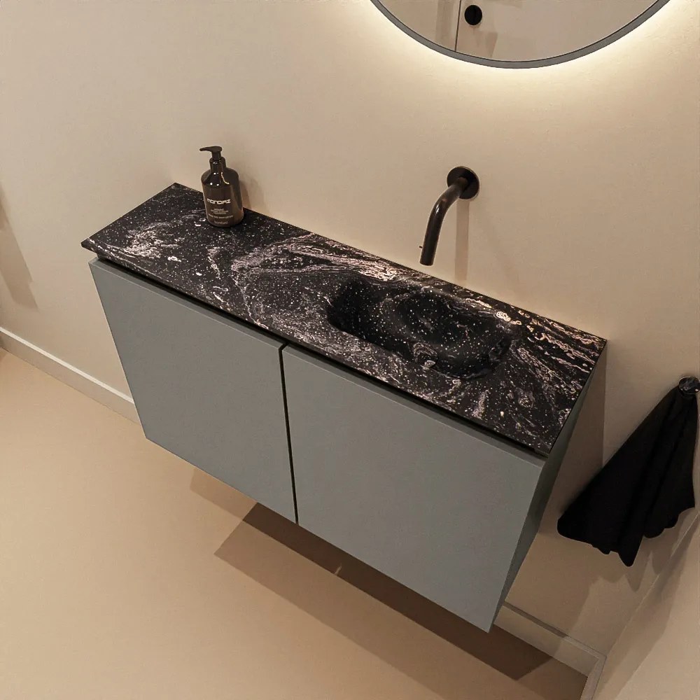 Mondiaz Ture DLux toiletmeubel 80cm smoke met wastafel lava rechts zonder kraangat