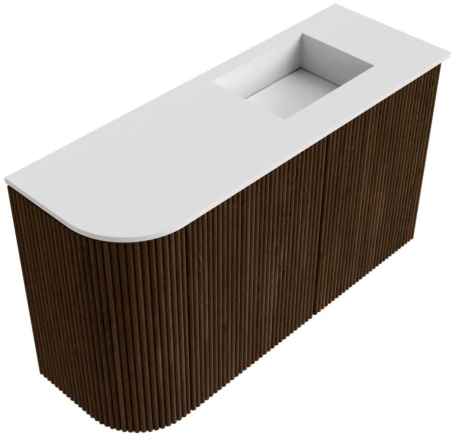 Mondiaz Joya 70cm toiletmeubel ronding links walnut met wastafel faye rechts 1 kraangat talc