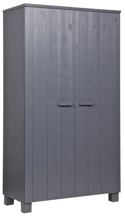 Woood Dennis Kledingkast Van Donkergrijs Grenen - 111x55x202cm.