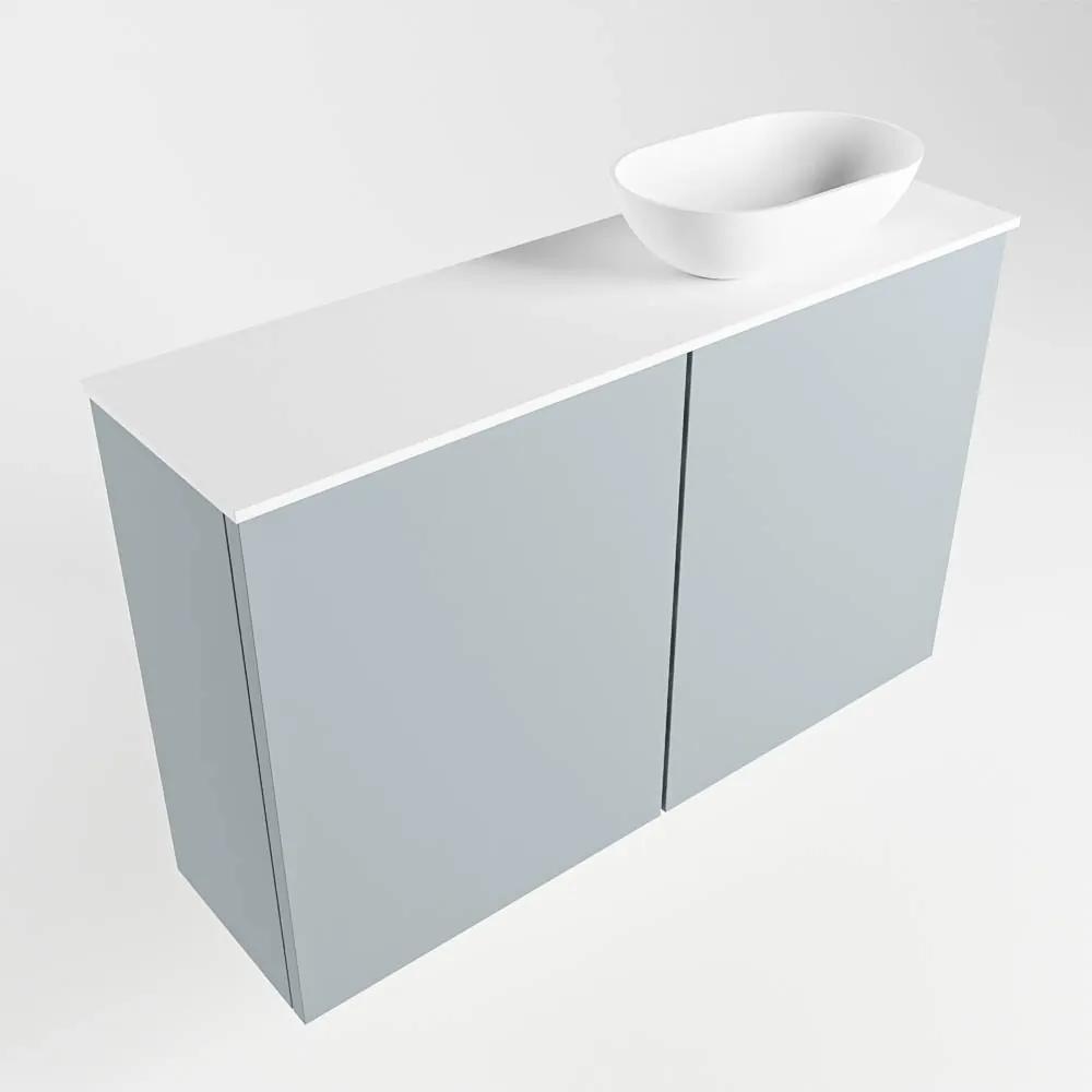 Mondiaz Fowy toiletmeubel 80cm clay met witte waskom rechts zonder kraangat