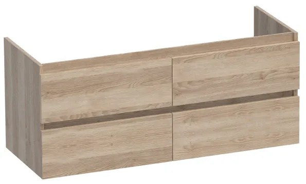 BRAUER Solution Wastafelonderkast - 120x46x50cm - 4 softclose greeploze lades - 2 sifonuitsparing - MFC - legno calore 1885