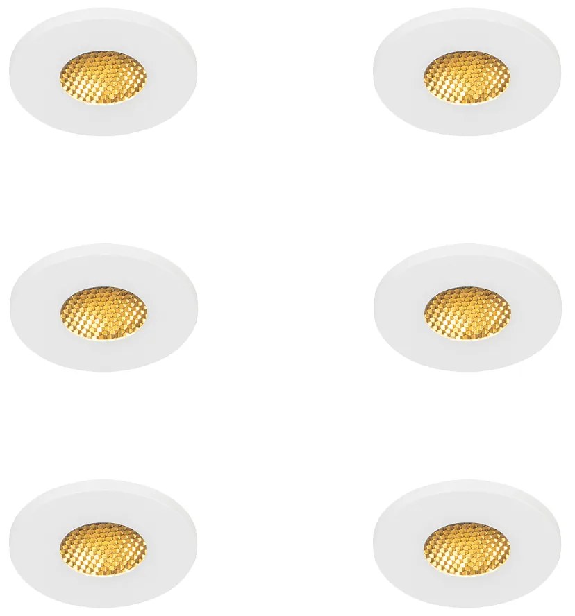 Set van 6 Moderne badkamer inbouwspot wit IP54 - Shed Honey
