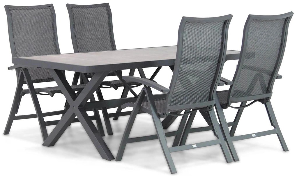 Tuinset 4 personen 185 cm Aluminium/Textileen /Aluminium/textileen Grijs Presto Lucardo/Crossley