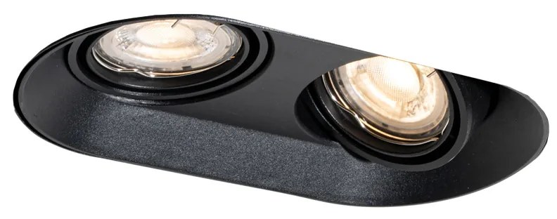 Afgeronde inbouwspot zwart GU10 50mm 2-lichts - Hubs
