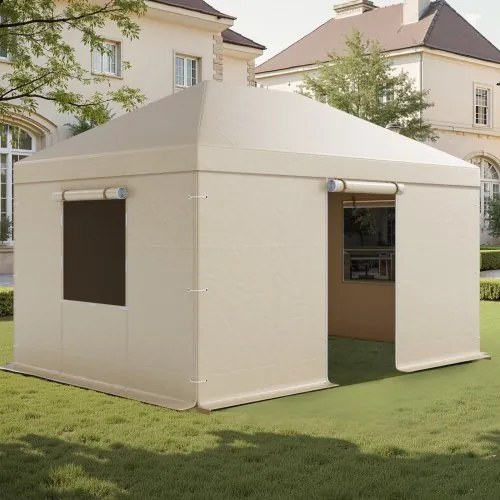 VEVOR Winter Gazebo Cover, 3,1 x 4,41 m, All-Weather Gazebo Cover met Zijwanden en Gaasvensters, PE-materiaal, Afgesloten Opslagbeschermingshoezen, Gazebo's Niet Inbegrepen