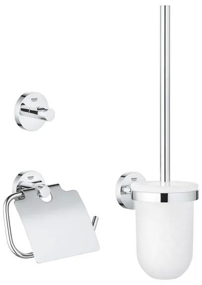 Grohe Essentials Toilet accessoireset 3-delig met toiletborstelhouder, handdoekhaak en toiletrolhouder met klep chroom 40407001
