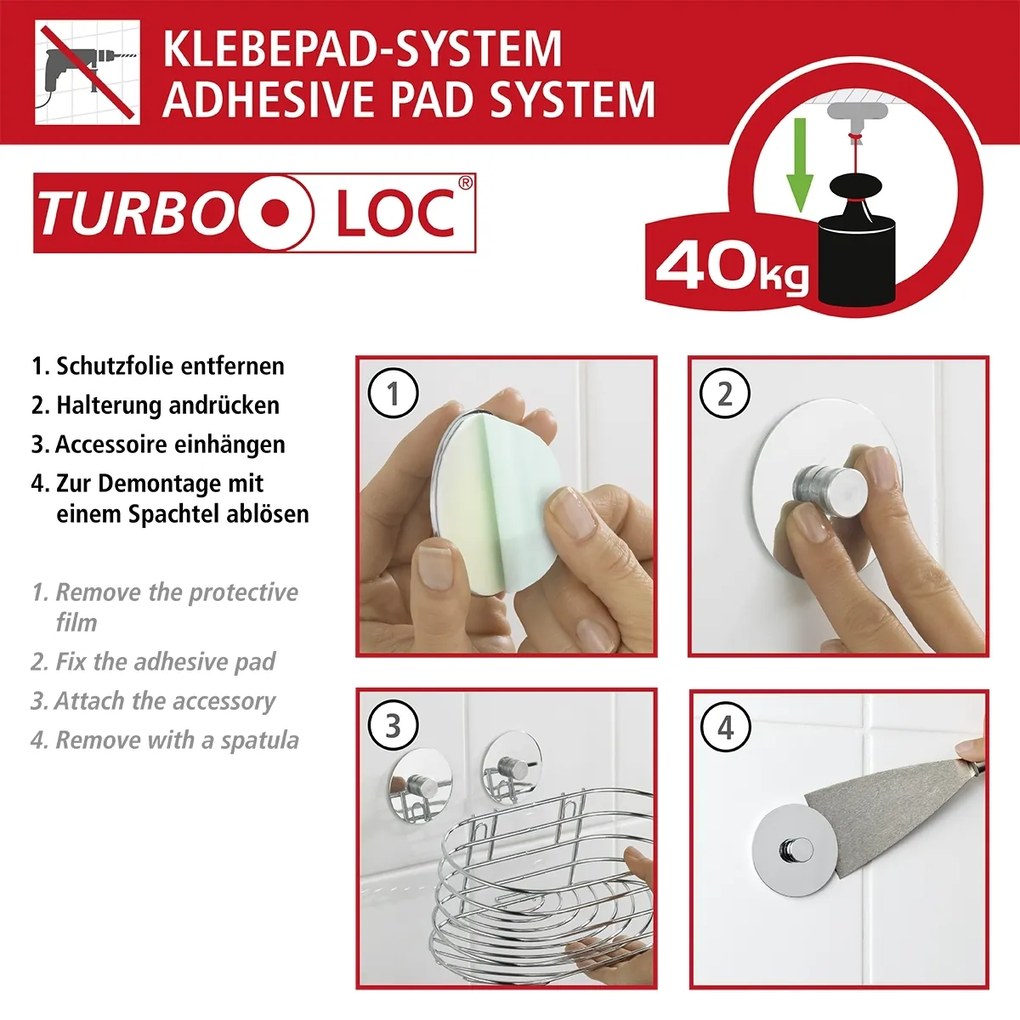 Wenko Orea turbo-loc handdoekhouder duo RVS mat